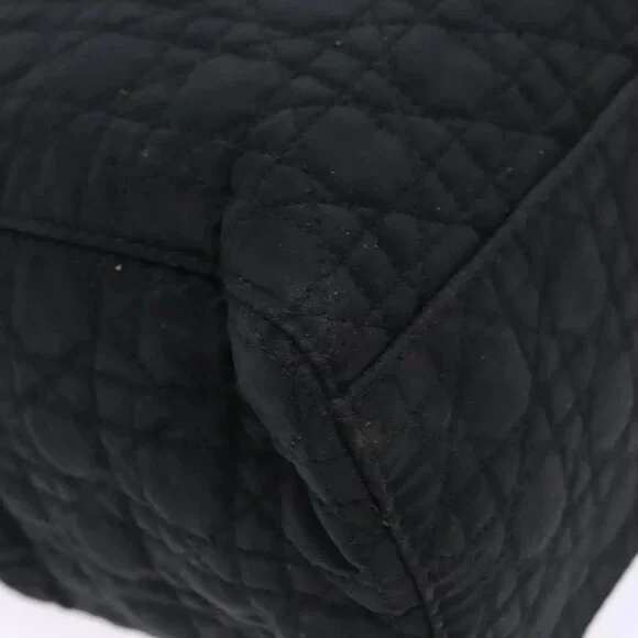 Christian Dior Lady Dior Canage Hand Bag Nylon Black Gold Auth ep10577